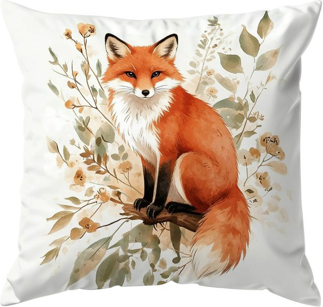 Dekorativer Kissenbezug mit Aquarell-Tierprint von Monika Chen, Farbe Weiß, Material 100% Polyester, B/B: 18 x 18 cm - Bild 1