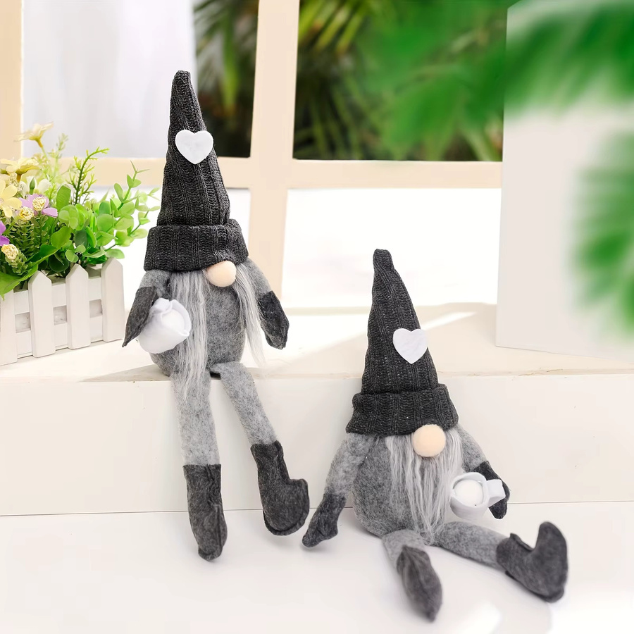 Kaffeezwerg-Plüschpuppe in Schwarz als gestrickte Weihnachtsdekoration im Landhausstil für deine Kaffeebar oder Küche - Bild 4
