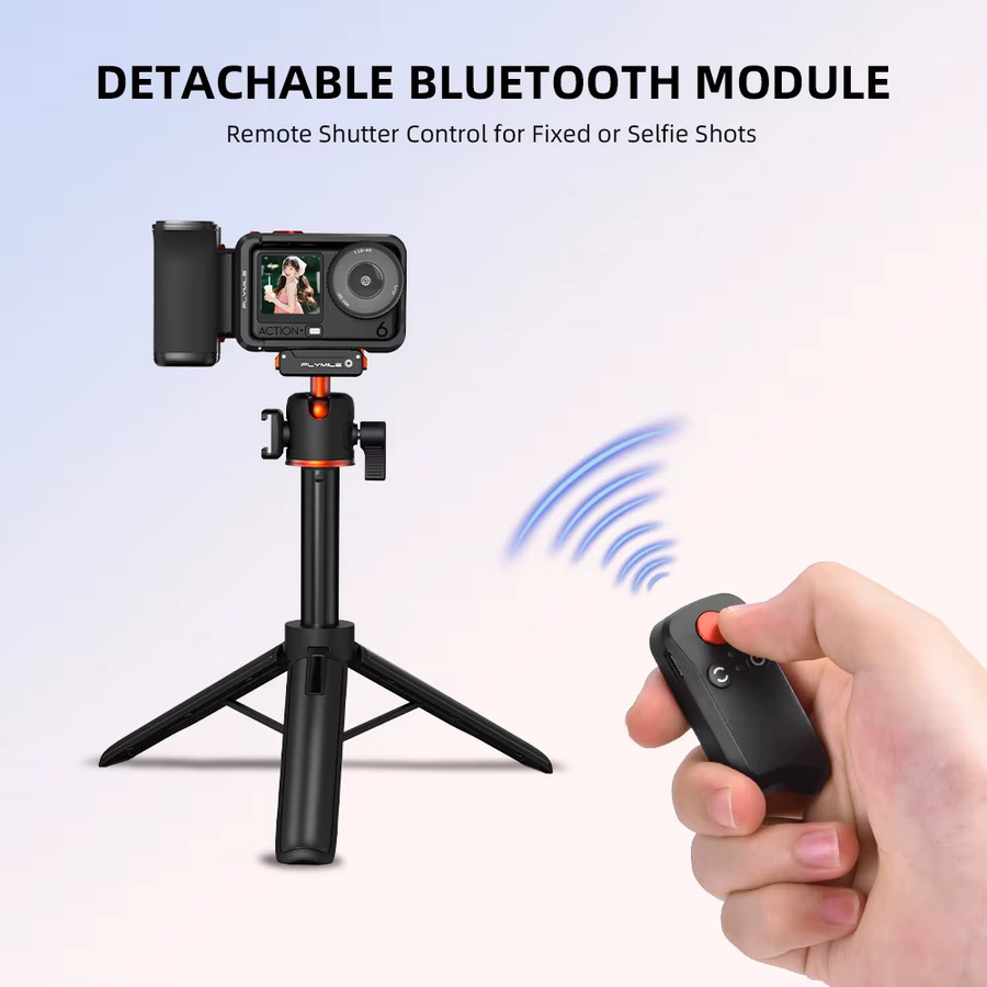 Flymile Kameragriff mit Bluetooth-Auslöseknopf für DJI Action 6, DJI Action 5 Pro und Insta360 Ace Pro in Schwarz - Bild 2