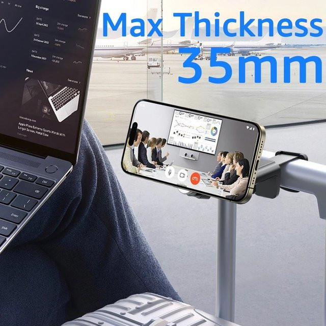 Magnetischer Handyhalter für Flugzeug und Reise, Tragbarer Telefonständer mit Clip für MagSafe, iPhone und Xiaomi, Schwarz - Bild 1