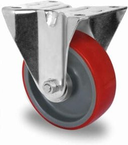 CASCOO Bockrolle Serie N2U6 mit Rollenlager aus Stahl und Kunststoff, Durchmesser: 100 mm, verzinkt, grau-rot - Bild 1