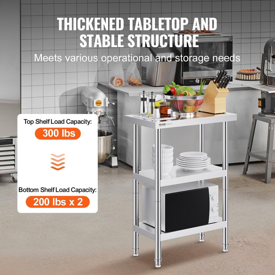 Buying Solutions MB Edelstahl Lebensmittelvorbereitungstisch Kommerzielle Küchenarbeitsplatte, Farbe: Silber - Bild 3
