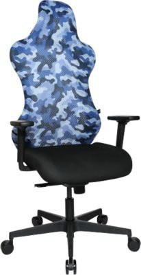 Topstar Bürostuhl Sitness RS Sport Camouflage in Blau/Schwarz mit 3D-Synchronmechanik, Armlehnen, Kopfstütze und Muldensitz - Bild 1