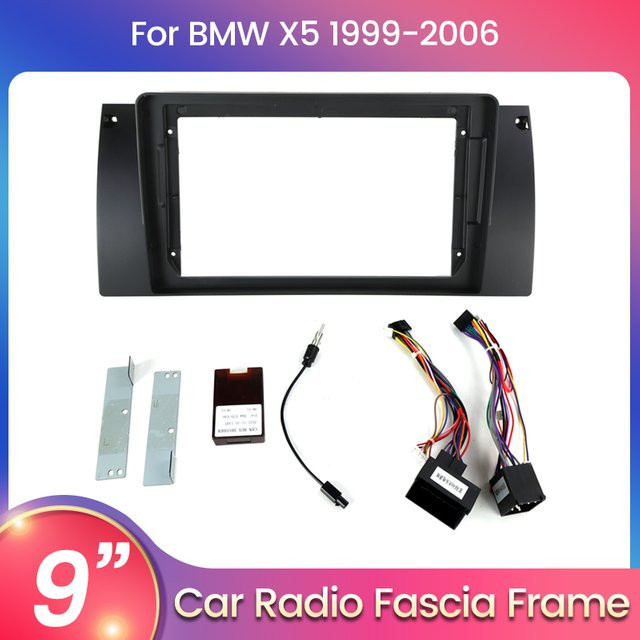 NAVIFANS Autoradio Multimedia Navigations Einbaurahmen Adapter mit Canbus Box Decoder Kit für BMW 5er E38 E39 E53 X5 in Schwarz - Bild 1