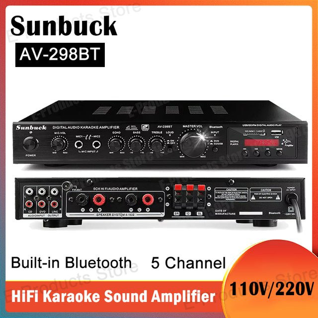 SUNBUCK AV-298BT Hi-Fi Digital Soundverstärker in Schwarz mit Bluetooth und 5-Kanal-Leistung für dein Heimkino - Bild 1