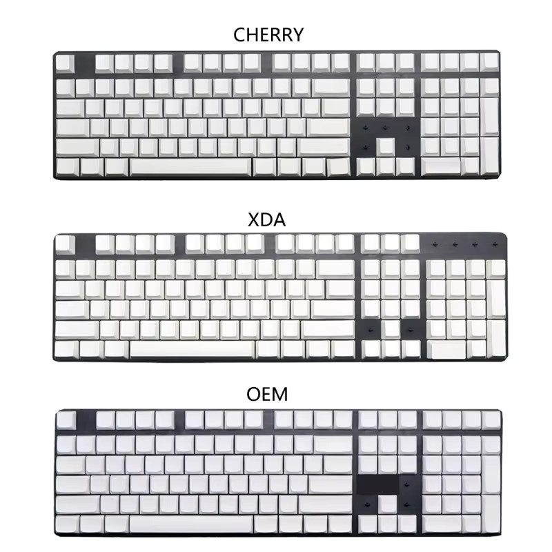 108 PBT Keycaps im XDA Profil für Cherry MX mechanische Tastaturen, leere Tastenkappen ohne Beschriftung, Farbe: Weiß - Bild 3