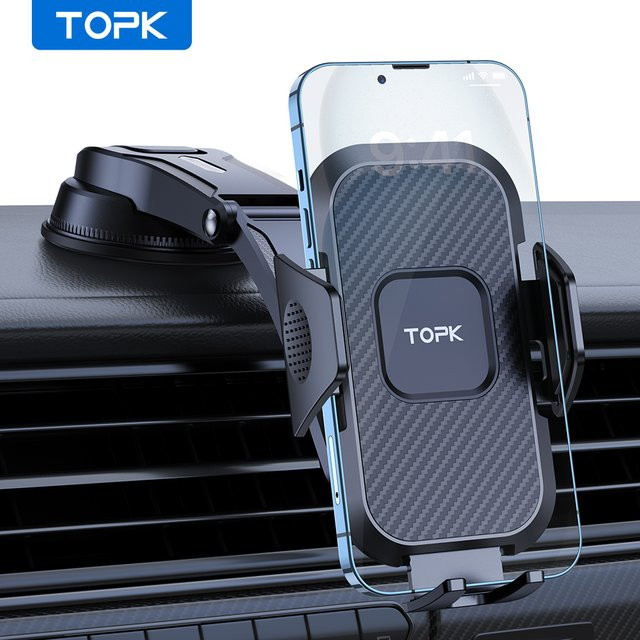 TOPK Handyhalterung für das Auto, stabile Armaturenbretthalterung für alle Smartphones, Schwarz - Bild 1