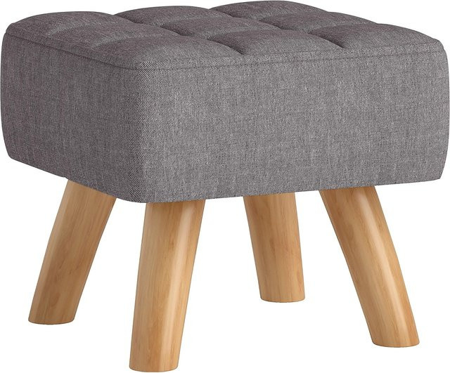 HOMCOM Fußhocker aus Polyester in Grau mit Leinenimitat, B: 27 cm, T: 27 cm, H: 26 cm - Bild 1