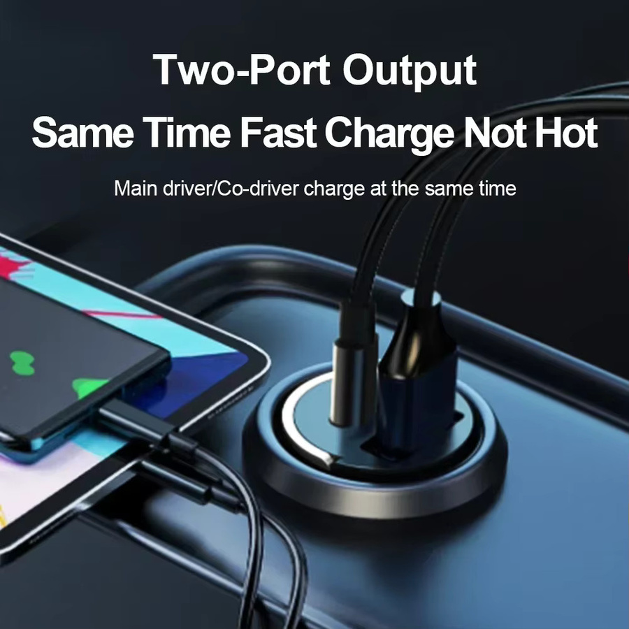 Mini Dual USB Auto-Handy-Ladegerät 200W Schnellladegerät in Schwarz mit 2 USB-A Steckdosen für dein Fahrzeug - Bild 3