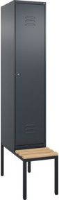 C+P Spind Classic PLUS Garderobenspind mit Sitzbank, 1 Abteil, Anthrazit/Schwarz, B/T/H: 212,0 x 40,0 x 81,5 cm - Bild 1