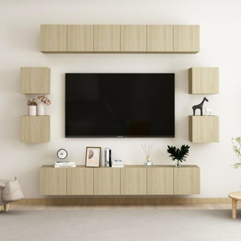 10-teiliges TV-Schrank-Set vidaxl aus Holzwerkstoff in Sonoma-Eiche Natur Braun, minimalistisches Design, B/T/H: 60 x 30 x 30 cm - Bild 1