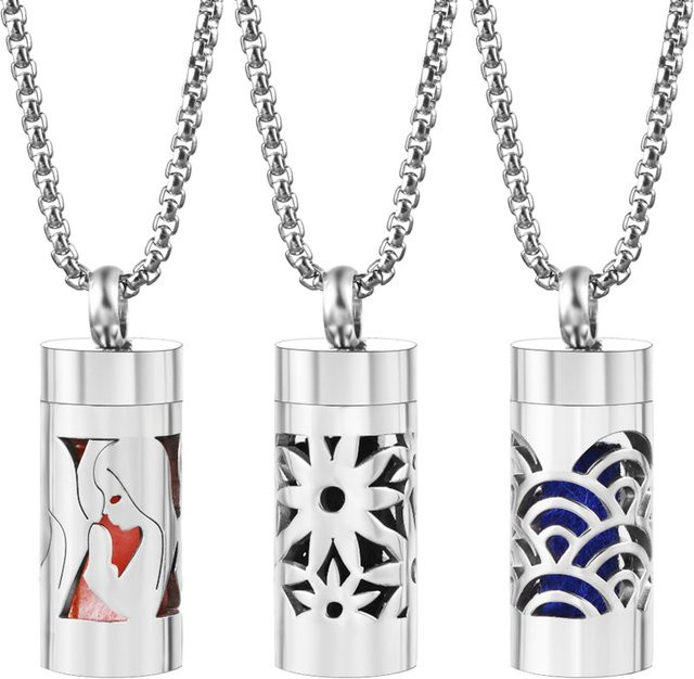 MODKISR Halskette, Edelstahl, Silber, Blumen Muster, Unisex - Bild 1