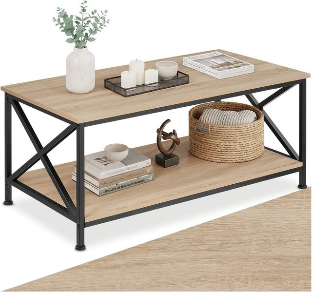 tectake Pittsburgh Couchtisch Industrial Style aus Holz und Stahl in Eiche Sonoma, B/T/H: 100 x 55 x 45,5 cm - Bild 1