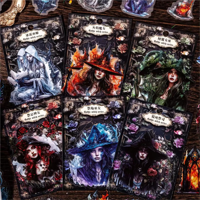 20 Stück dekorative Aufkleber im gotischen Hexen-Stil für Scrapbooking und DIY-Projekte, Mehrfarbig - Bild 3