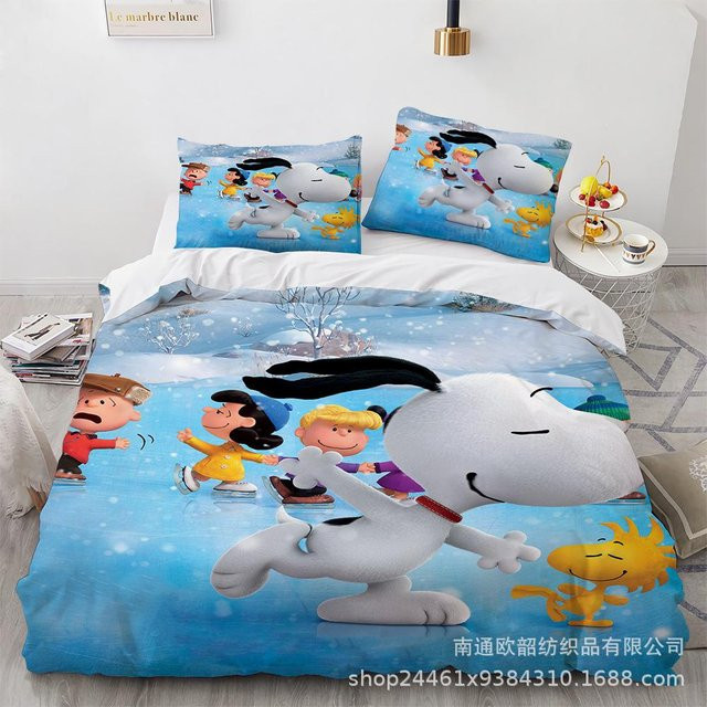 Lodestar Snoopy Bettwäscheset mit Bettbezug und Kissenbezug, Blau, Microfaser, B x H: 140 x 210 cm - Bild 1
