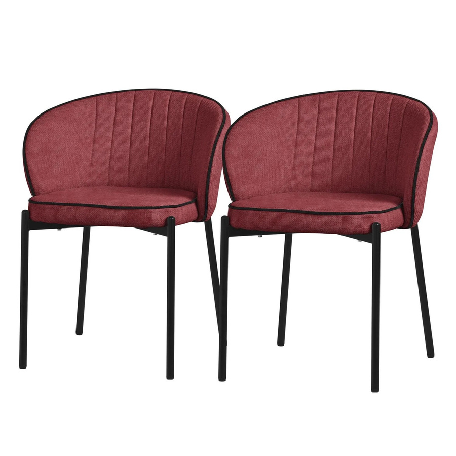 ML-Design 2er Set Esszimmerstühle Rot mit Armlehnen und Metallbeinen - Bild 2