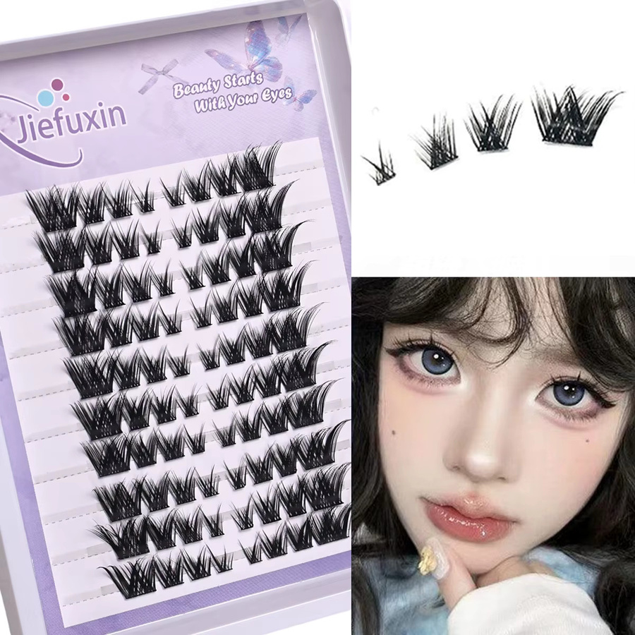 JIEFUXIN Fox Eye Einzelwimpern, Black, Natürlich, Unisex - Bild 4
