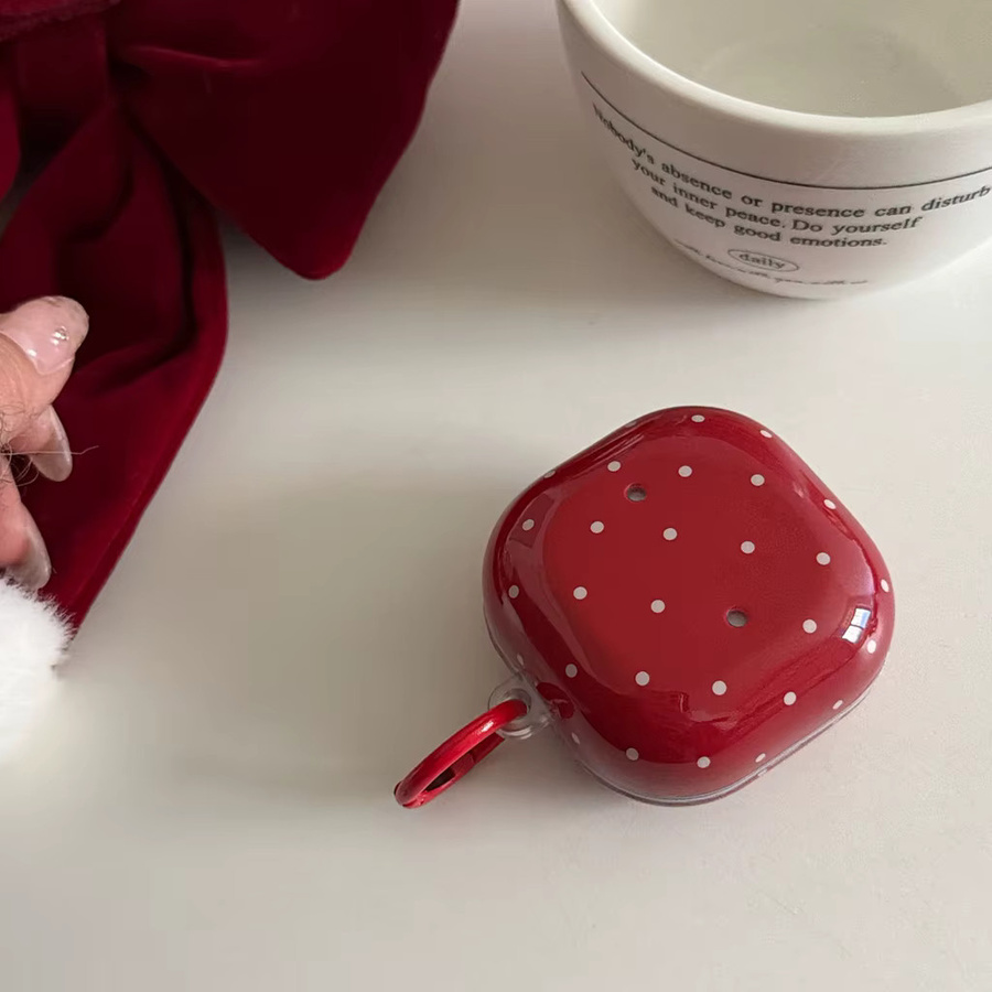 Stoßfeste Schutzhülle für Samsung Galaxy Buds 4 Pro, 3 Pro, 2 Pro, FE und Live in Rot mit Polka-Dot-Muster - Bild 3