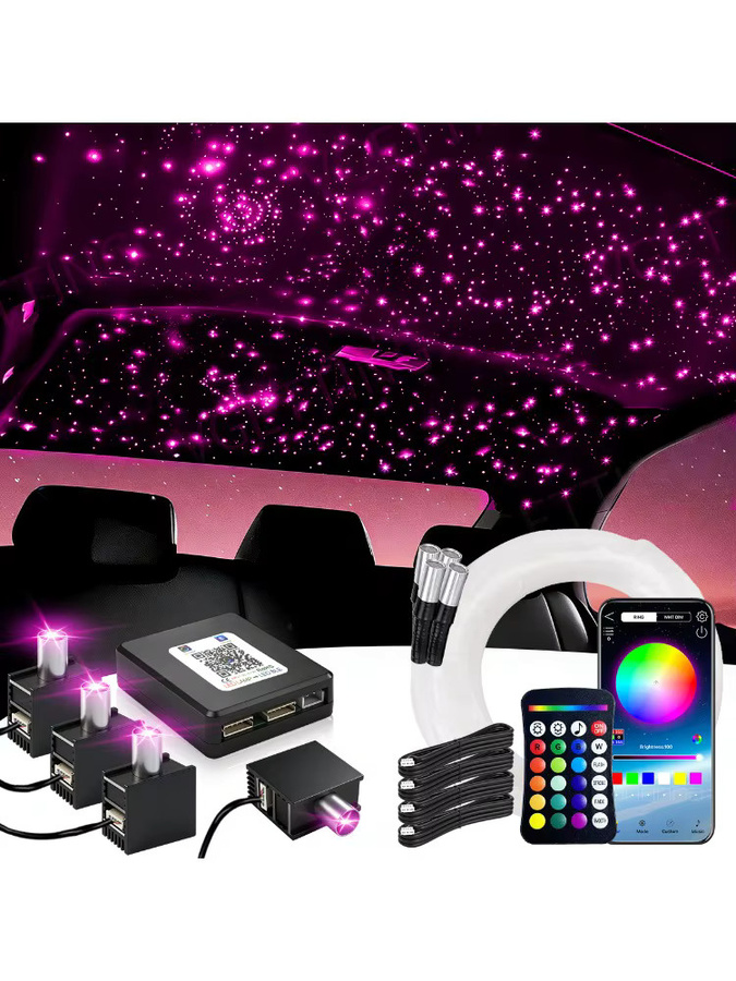 VASTFIRE 16W Split Starlight Headliner Kit RGBW Glasfaser-Sternenlicht für Auto-Dachhimmel in Schwarz mit App- und Fernbedienungsteuerung - Bild 7