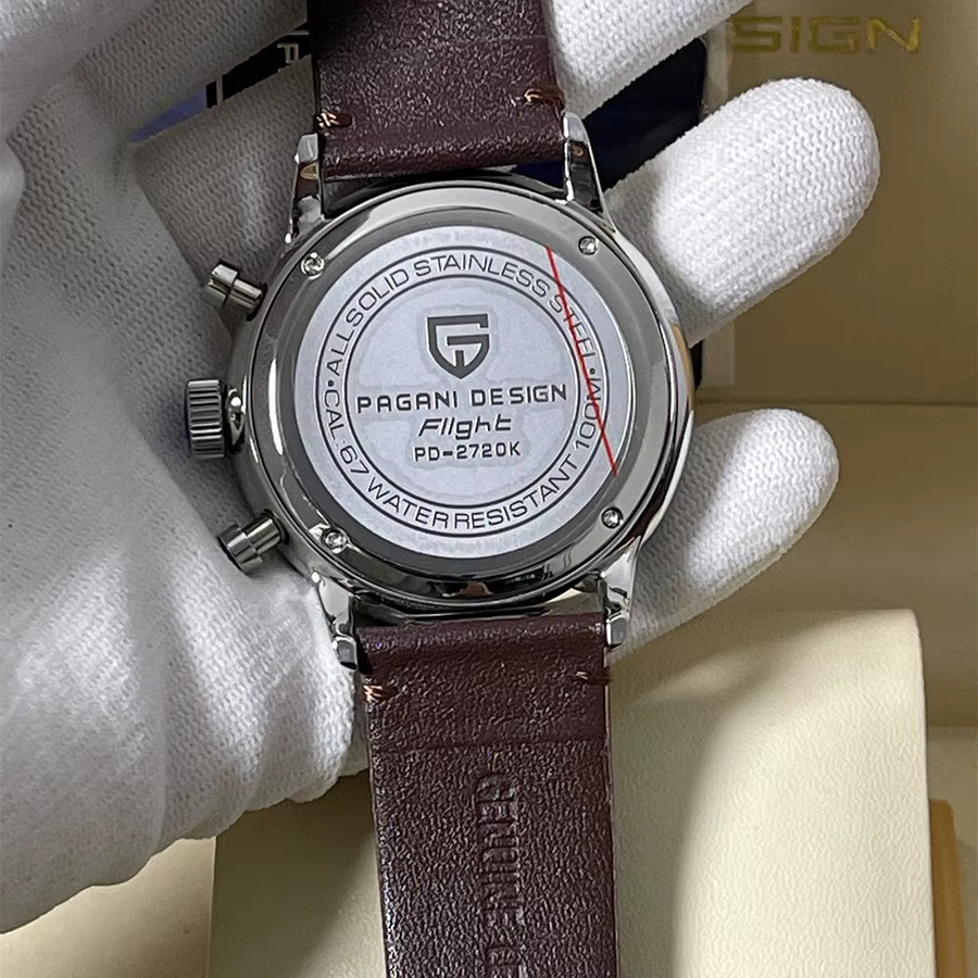 PAGANI DESIGN Chronograph, Quarz, Edelstahl, Leder, Herren - Bild 5