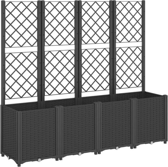 vidaXL Pflanzkübel mit Rankgitter in Schwarz aus Kunststoff, B/T/H: 160 x 40 x 140 cm - Bild 1