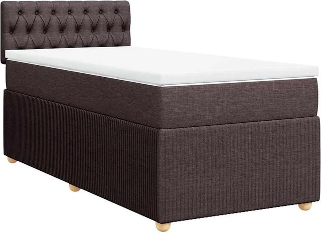 vidaXL Boxspringbett mit Matratze Dunkelbraun Hybrid-Design mit Taschenfederkern B/T: 80 x 200 cm - Bild 1