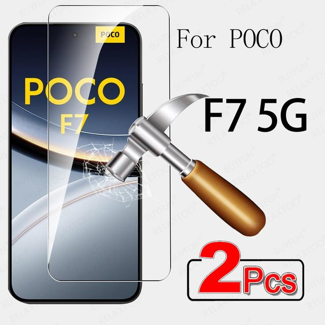 Xiaomi Poco F7 5G Displayschutzfolie aus gehärtetem Glas, 2 Stück, transparent, 6,83 Zoll - Bild 1