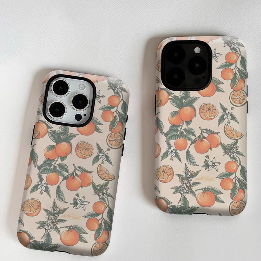Potdemiel Handyhülle Tangerine Bloom für iPhone 17 16 15 14 13 Pro Max Plus, robuste doppelschichtige magnetische Hülle in Orange Multicolour - Bild 3