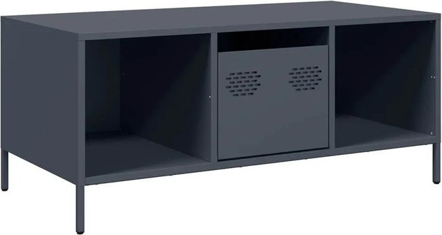 vidaXL Couchtisch in Anthrazit aus kaltgewalztem Stahl im Industrie-Stil, B/T/H: 101,5 x 50 x 43,5 cm - Bild 1