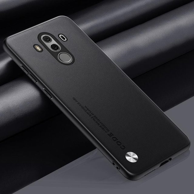 Luxus PU Leder Handyhülle für Huawei Mate 10 Pro, stoßfester Silikon Schutz, Schwarz - Bild 1