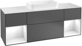 Villeroy & Boch Waschtischunterschrank Finion mit Abdeckplatte in Weiß und Anthrazit matt, B/T/H: 160 x 50,1 x 60 cm - Bild 1