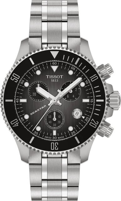 Tissot Chronograph, Edelstahl, Schwarz, Quarz, 38 mm, Herren - Bild 1