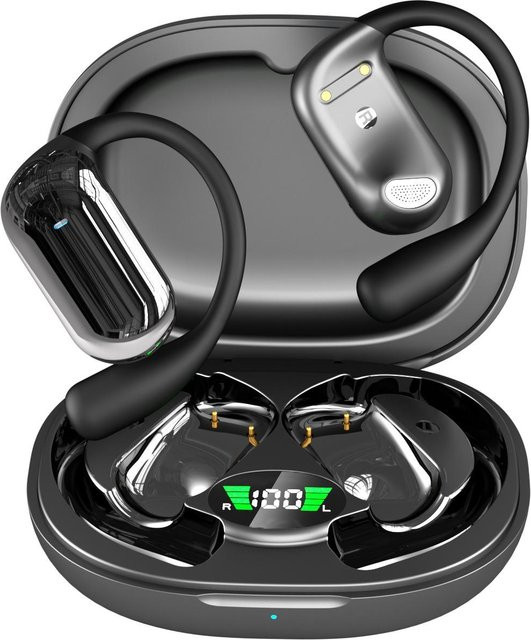 QUEED Bluetooth-Sportkopfhörer kabellos mit Geräuschunterdrückung in Schwarz - Bild 1