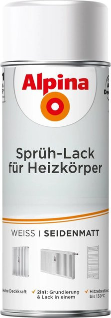 Alpina Sprüh-Lack für Heizkörper in Weiß, seidenmatt, 400 ml - Bild 1