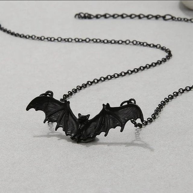 Kettenhalskette Fledermaus, Schwarz, Messing, Unisex - Bild 1