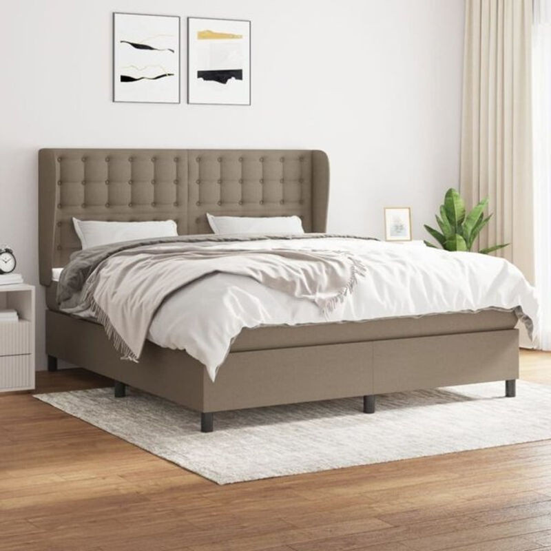 vidaxl Boxspringbett mit Matratze in Taupe meliert, Stoff und Holzwerkstoff, B/T/H: 160 x 200 cm - Bild 1