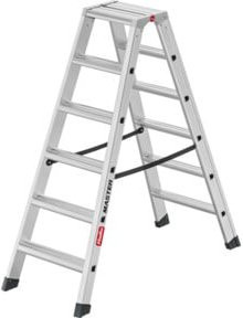 Hailo Aluminium-Doppelstufenleiter Master D100 in Silber mit 2 x 6 Stufen - Bild 1