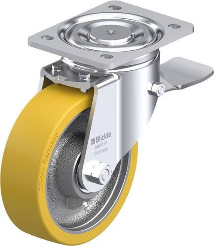 Blickle LH-GTH 160K-ST Lenkrolle mit Feststeller in Silber und Braun mit 160 mm Rad-Durchmesser und 800 kg Tragfähigkeit - Bild 1
