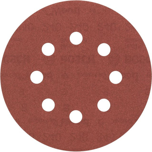 Bosch Schleifblatt EfWP K250 für Exzenterschleifer zum Schleifen von Holz und Lack, Durchmesser: 125 mm, Farbe: Rot/Braun - Bild 1