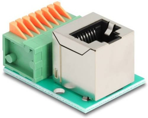 Delock RJ45 Netzwerk Adapter Ethernet LAN Converter in Grün und Silber - Bild 1