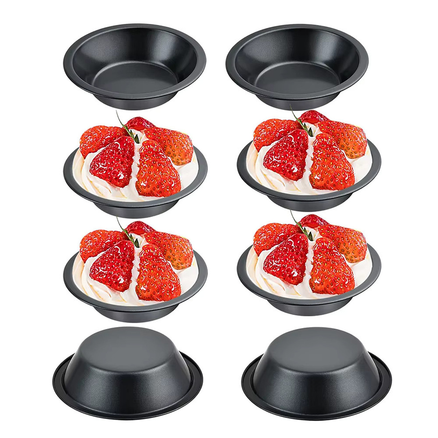 LMETJMA Mini-Kuchenformen aus Karbonstahl, runde und antihaftbeschichtete Backformen für Brot, Dessert und Fleischkuchen, Schwarz - Bild 7