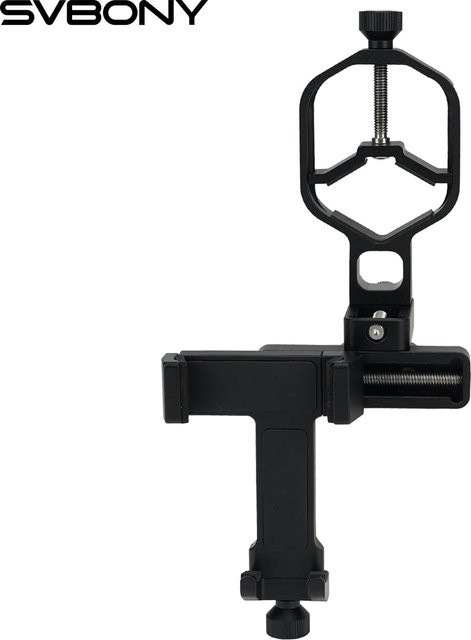 SVBONY SV214 Pro 3-Achsen-Universal-Smartphone-Adapter in Schwarz mit Klemmbereich von 28 mm bis 48 mm und 44 mm bis 64 mm für Teleskope oder Digiscoping - Bild 1