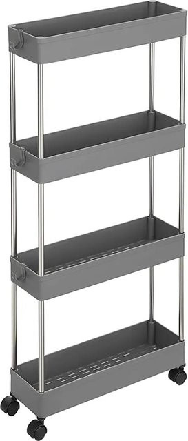 Songmics Rollwagen mit 4 Ebenen aus Edelstahl in Grau, B/T/H: 40 x 12,5 x 88 cm - Bild 1