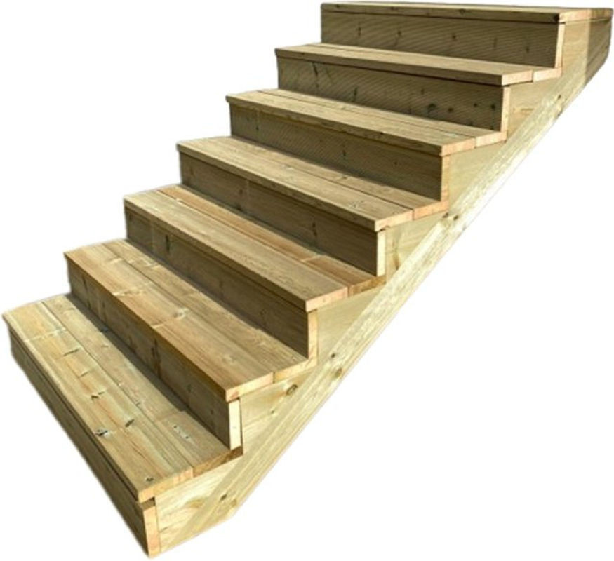 VINUOVO Holztreppe mit 7 Stufen und Setzstufen in Natur Braun, B: 160 cm, H: 222 cm - Bild 1