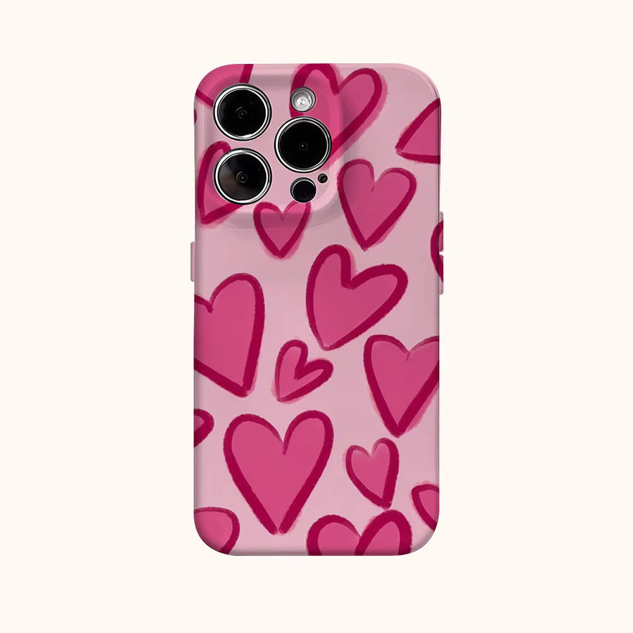 Rosa Liebesherz Handyhülle für Apple iPhone kompatibel mit iPhone 16 15 14 13 12 11 Pro Max Plus X XS XR XS Max 7 8 mit doppelschichtiger Rückseite - Bild 2