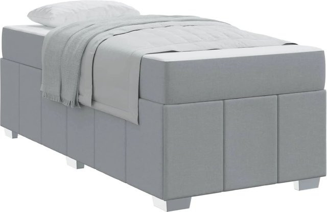 vidaXL Bettrahmen mit Matratze in Hellgrau, B/T/H: 100 x 200 x 66 cm, Polsterbett mit Taschenfederkern aus Stoff - Bild 1