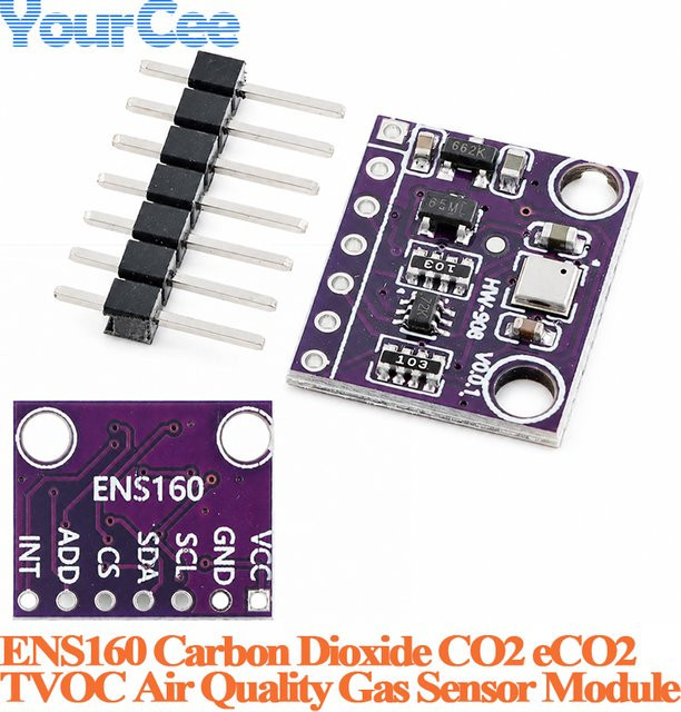 Your Cee ENS160 Luftqualitätsmonitor Detektorplatine zur Messung von CO2, ECO2 und TVOC mit I2C und SPI Schnittstellen in Violett - Bild 1