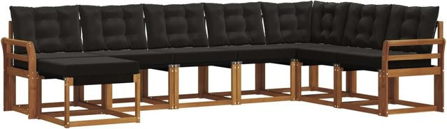 vidaXL Outdoor-Sofagarnitur 8-teilig aus Akazienholz und Textilene in Natur und Schwarz - Bild 1