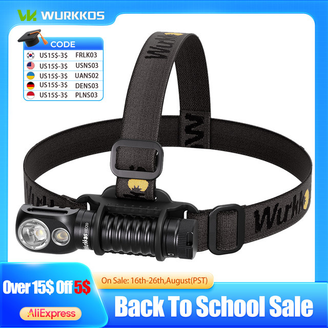 Wurkkos HD20 wiederaufladbare LED Stirnlampe mit 2000 lm, magnetische Taschenlampe in Schwarz mit IP68 Schutz und Powerbank-Funktion - Bild 1