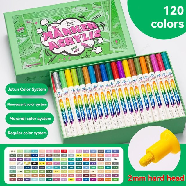 GN Acryl-Malstifte mit 120 Farben für Stoff, Stein, Keramik, Glas und Leinwand in Multicolour - Bild 1
